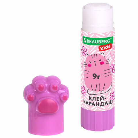 Клей-карандаш "Лапки" Cat Paw, 9 г, фигурный колпачок, BRAUBERG KIDS, Клей-карандаш "Лапки" Cat Paw, 9 г, фигурный колпачок, BRAUBERG KIDS,