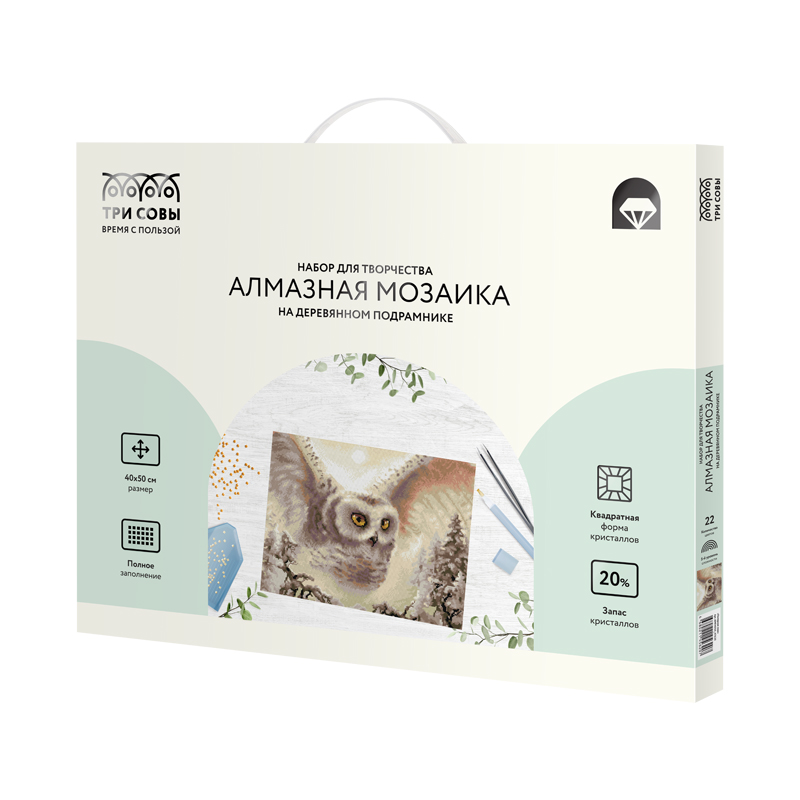 Алмазная мозаика ТРИ СОВЫ "Полярная сова", 40*50см, холст на Алмазная мозаика ТРИ СОВЫ "Полярная сова", 40*50см, холст на