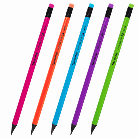 Набор карандашей чернографитных BRAUBERG "ULTRA COLOR" 12 шт., HB, с Набор карандашей чернографитных BRAUBERG "ULTRA COLOR" 12 шт., HB, с