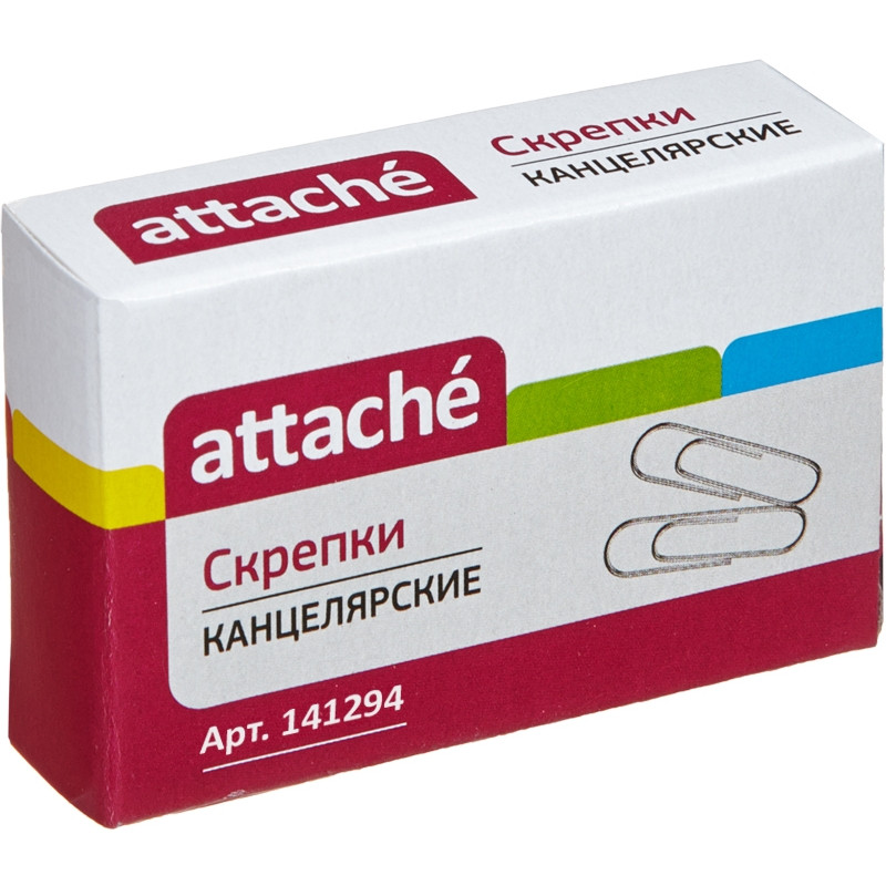 Скрепки 22мм 100 шт./уп. ATTACHE: никель,овал,к/кор штр. 4620004208026, Скрепки 22мм 100 шт./уп. ATTACHE: никель,овал,к/кор штр. 4620004208026,