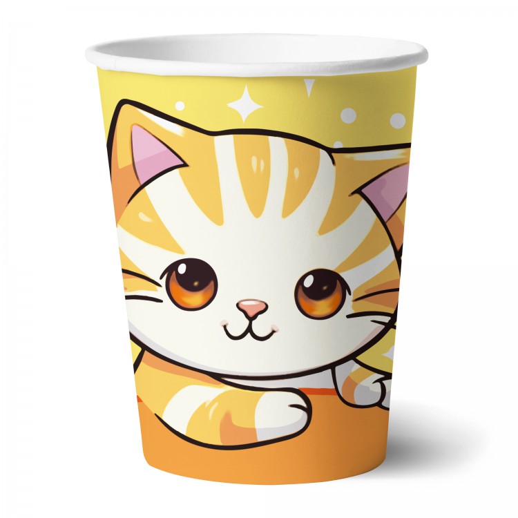 Набор бумажных стаканов Котик полосатый, в т/у пленке, 6 штук*250 мл. Набор бумажных стаканов Котик полосатый, в т/у пленке, 6 штук*250 мл.