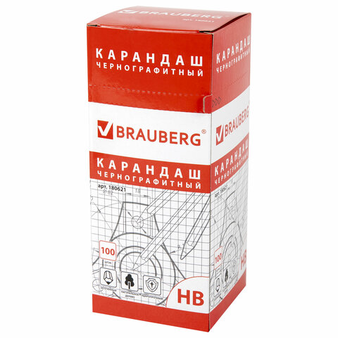 Карандаш чернографитный BRAUBERG, 1 шт., "Touch line", НВ, без Карандаш чернографитный BRAUBERG, 1 шт., "Touch line", НВ, без