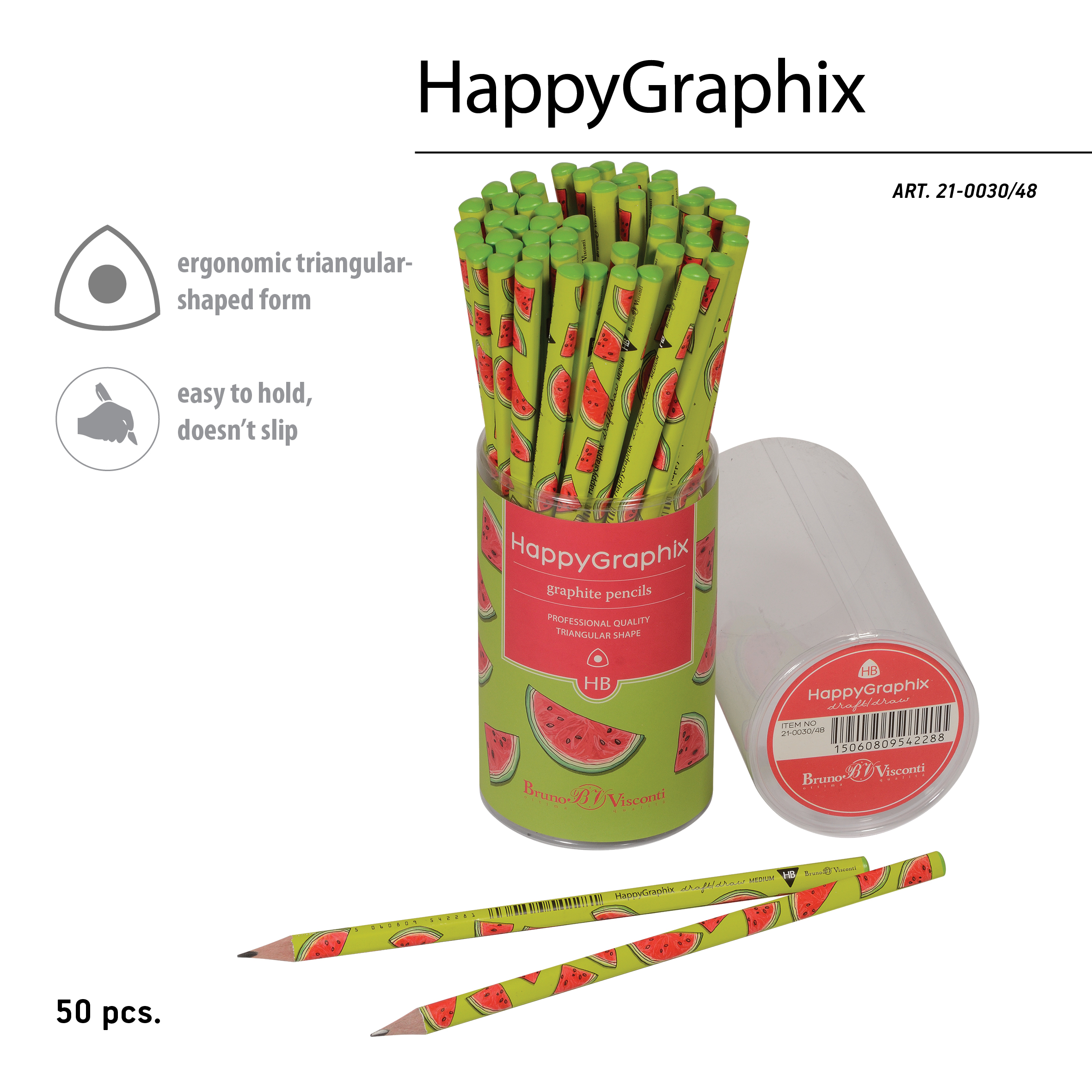 КАРАНДАШ ЧЕРНОГРАФИТОВЫЙ "HappyGraphix. Fresh & fruity. Арбуз" НВ