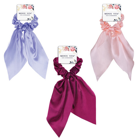 Резинка для волос 25 см, скранч, с хвостиками, АССОРТИ, MONTE VITA (МОНТЕ ВИТА), Резинка для волос 25 см, скранч, с хвостиками, АССОРТИ, MONTE VITA (МОНТЕ ВИТА),