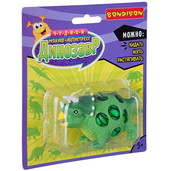 Чудики Bondibon мякиш-антистресс «ДИНОЗАВР» трицератопс, BLISTER CARD Чудики Bondibon мякиш-антистресс «ДИНОЗАВР» трицератопс, BLISTER CARD