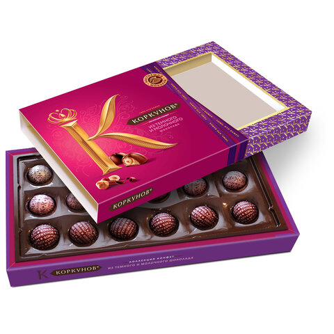Конфеты А.КОРКУНОВ ассорти из молочного и темного шоколада, 165 г, Q3718 Конфеты А.КОРКУНОВ ассорти из молочного и темного шоколада, 165 г, Q3718
