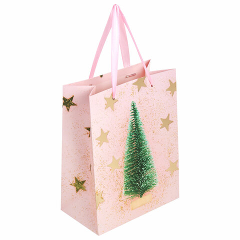 Пакет подарочный новогодний 17,8x9,8x22,9 см ЗОЛОТАЯ СКАЗКА "Pink Пакет подарочный новогодний 17,8x9,8x22,9 см ЗОЛОТАЯ СКАЗКА "Pink