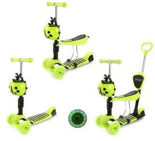 Самокат MobyKids Божья коровка 3 в 1, свет. кол., зеленый Самокат MobyKids Божья коровка 3 в 1, свет. кол., зеленый