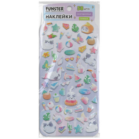 Наклейки гелевые "Вкусный микс", 17,5х9 см, ассорти 6 видов, FUNSTER