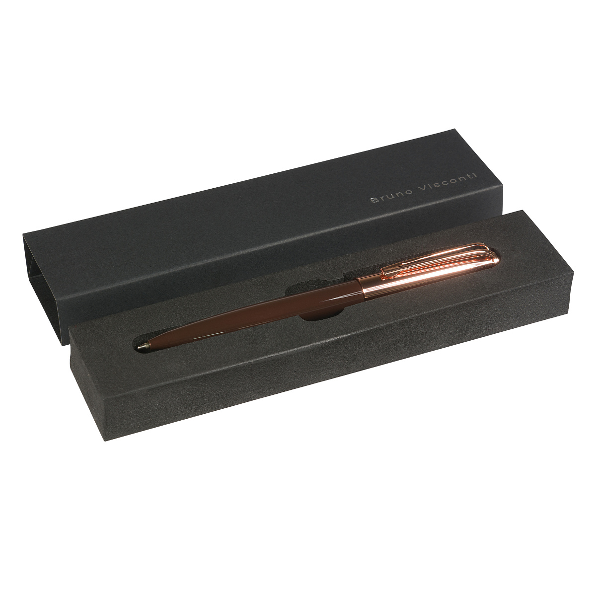 РУЧКА "NAPOLI" В ПОДАРОЧНОМ ФУТЛЯРЕ, 1,0 ММ, СИНЯЯ (корпус коричневый