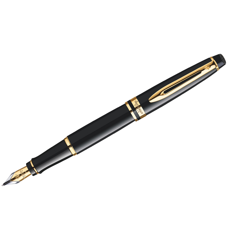 Ручка перьевая Waterman "Expert Black Lacquer GT" синяя, 0,8мм, Ручка перьевая Waterman "Expert Black Lacquer GT" синяя, 0,8мм,