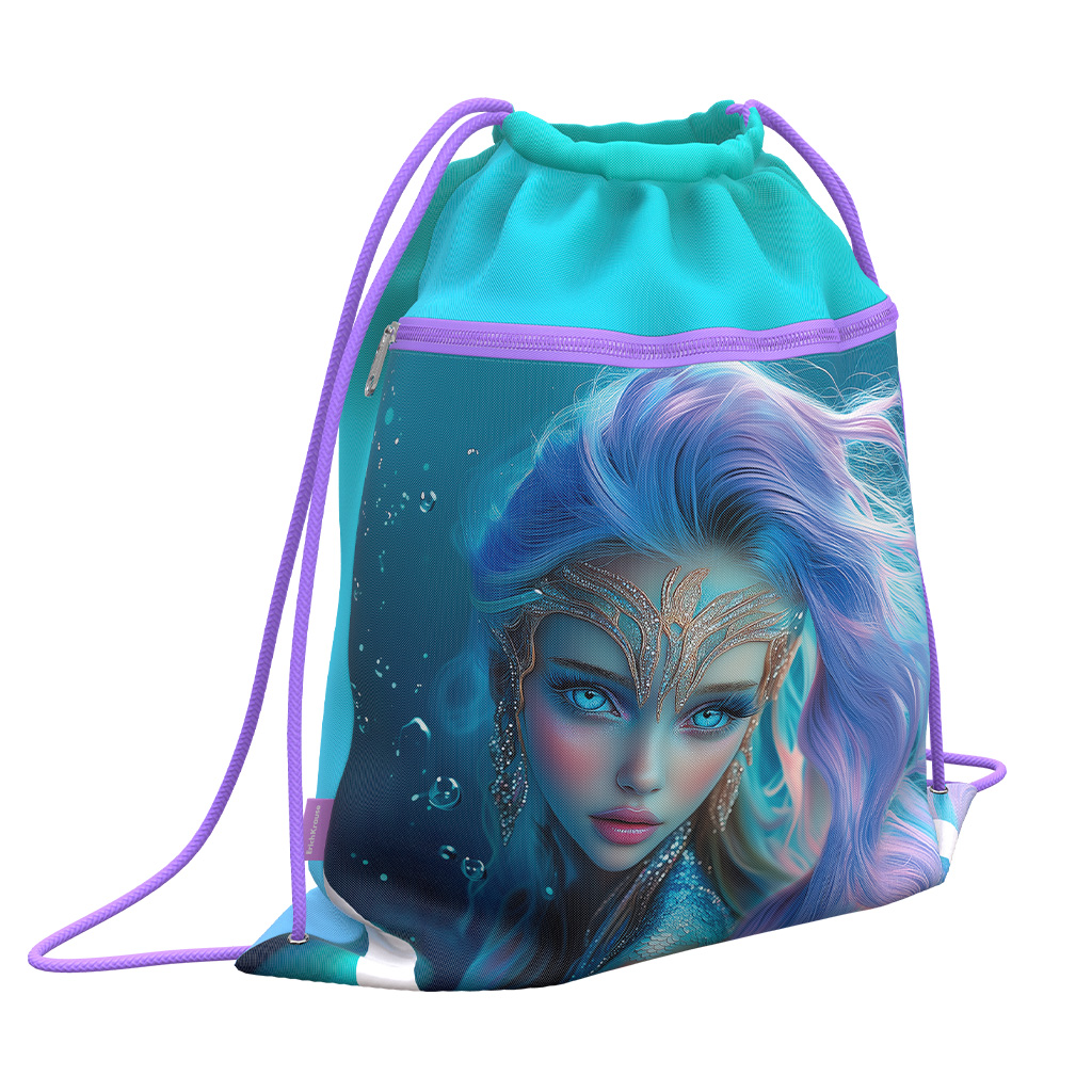 Мешок для обуви ErichKrause с карманом на молнии 500x410мм Aquamarine Мешок для обуви ErichKrause с карманом на молнии 500x410мм Aquamarine