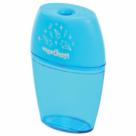 Точилка ЮНЛАНДИЯ "Радуга", с контейнером, овальная, пластиковая,