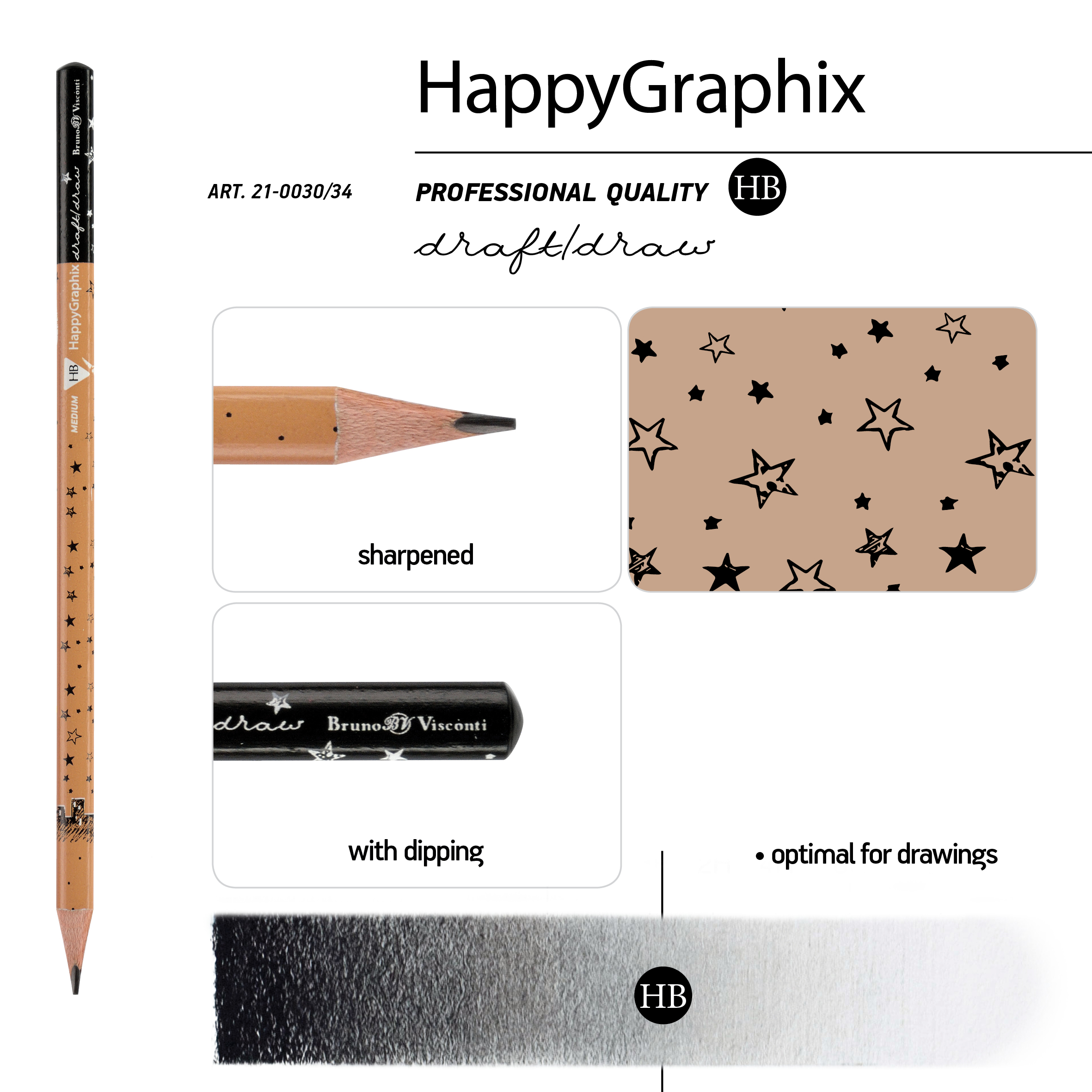 КАРАНДАШ ЧЕРНОГРАФИТОВЫЙ "HappyGraphix" РОМАНТИКА КРАФТ НВ