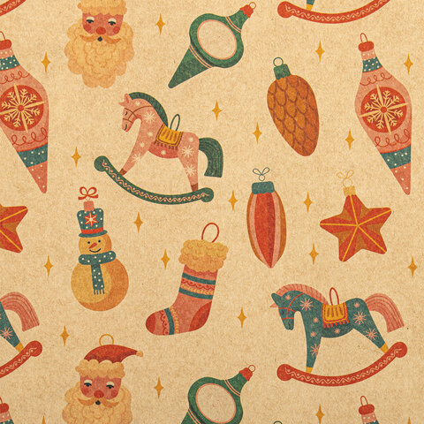 Бумага упаковочная новогодняя НАБОР 3 шт., "Christmas Kraft", 70х100