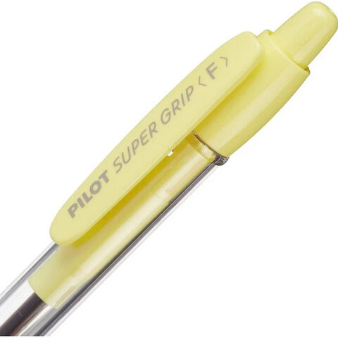 Ручка шариковая автоматическая с грипом PILOT Super Grip, СИНЯЯ, желтые детали,