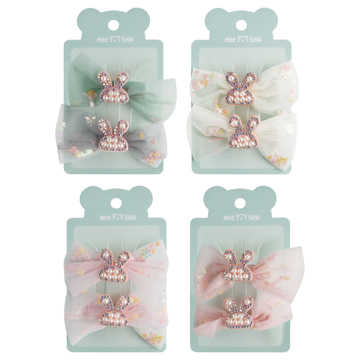 Заколки для волос MESHU, бант-прищепка, ассорти, 2 штуки, европодвес Заколки для волос MESHU, бант-прищепка, ассорти, 2 штуки, европодвес