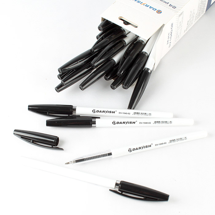 Ручка шариковая черная "Darvish" корпус белый
