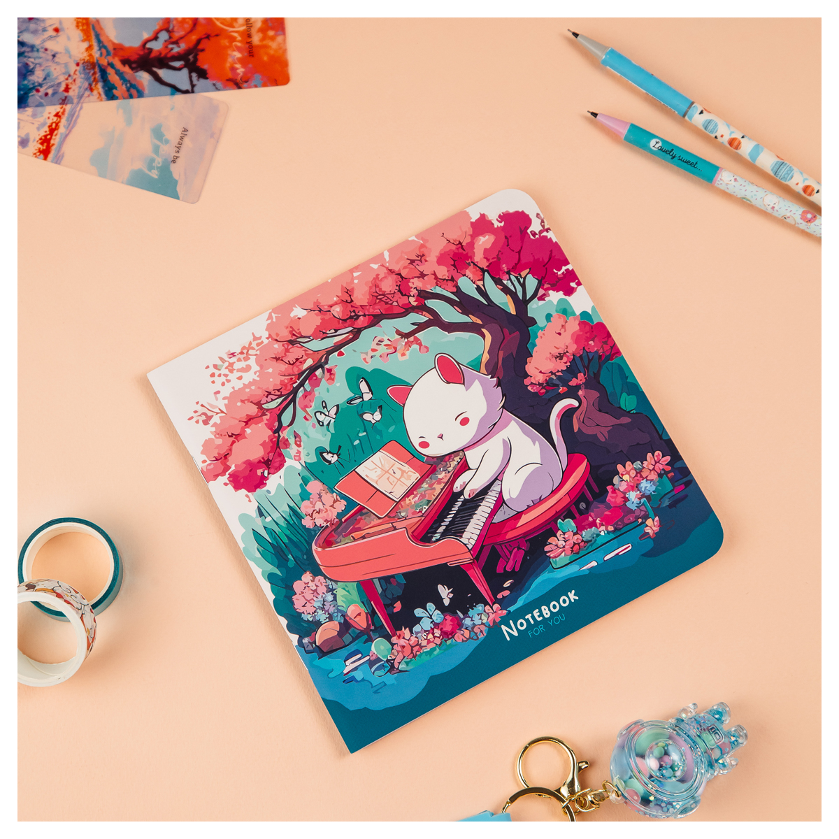 Записная книжка 170*170 мм 40л. на скрепке MESHU "Cat`s symphonie", Записная книжка 170*170 мм 40л. на скрепке MESHU "Cat`s symphonie",