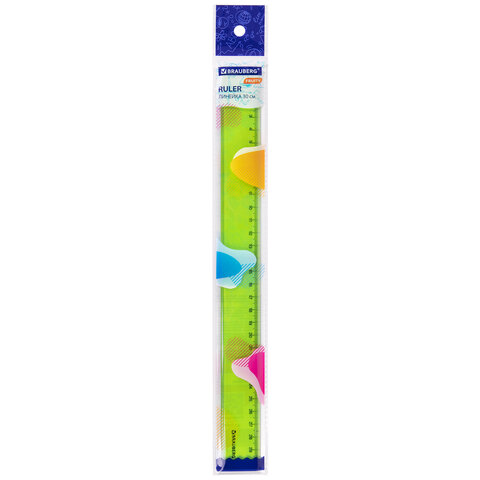 Линейка пластиковая 30 см BRAUBERG "FRUITY", тонированная, ассорти, Линейка пластиковая 30 см BRAUBERG "FRUITY", тонированная, ассорти,