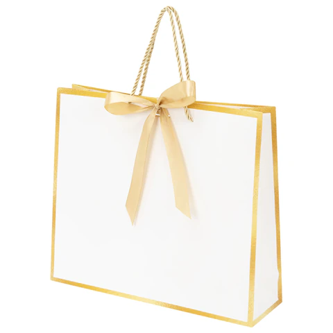 Пакет подарочный (1 штука) 35x10x30 см, "Golden Edge", с лентой, Пакет подарочный (1 штука) 35x10x30 см, "Golden Edge", с лентой,