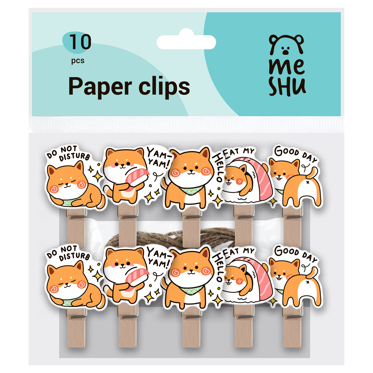 Зажимы для бумаг 7мм, MESHU "Funny dogs", 10шт., деревянные, ассорти, Зажимы для бумаг 7мм, MESHU "Funny dogs", 10шт., деревянные, ассорти,