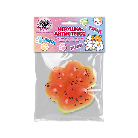 Игрушка-антистресс "КОШАЧЬЯ ЛАПКА - СОЧНЫЙ АРБУЗ", 7х6 см, дисплей,