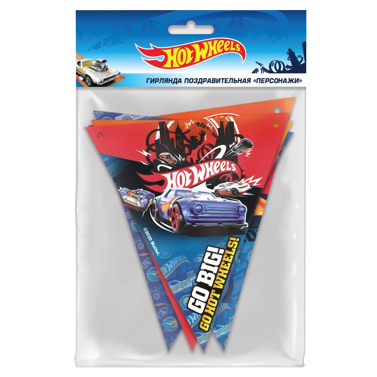 Hot Wheels. Гирлянда поздравительная "Персонажи" (флажки) Hot Wheels. Гирлянда поздравительная "Персонажи" (флажки)