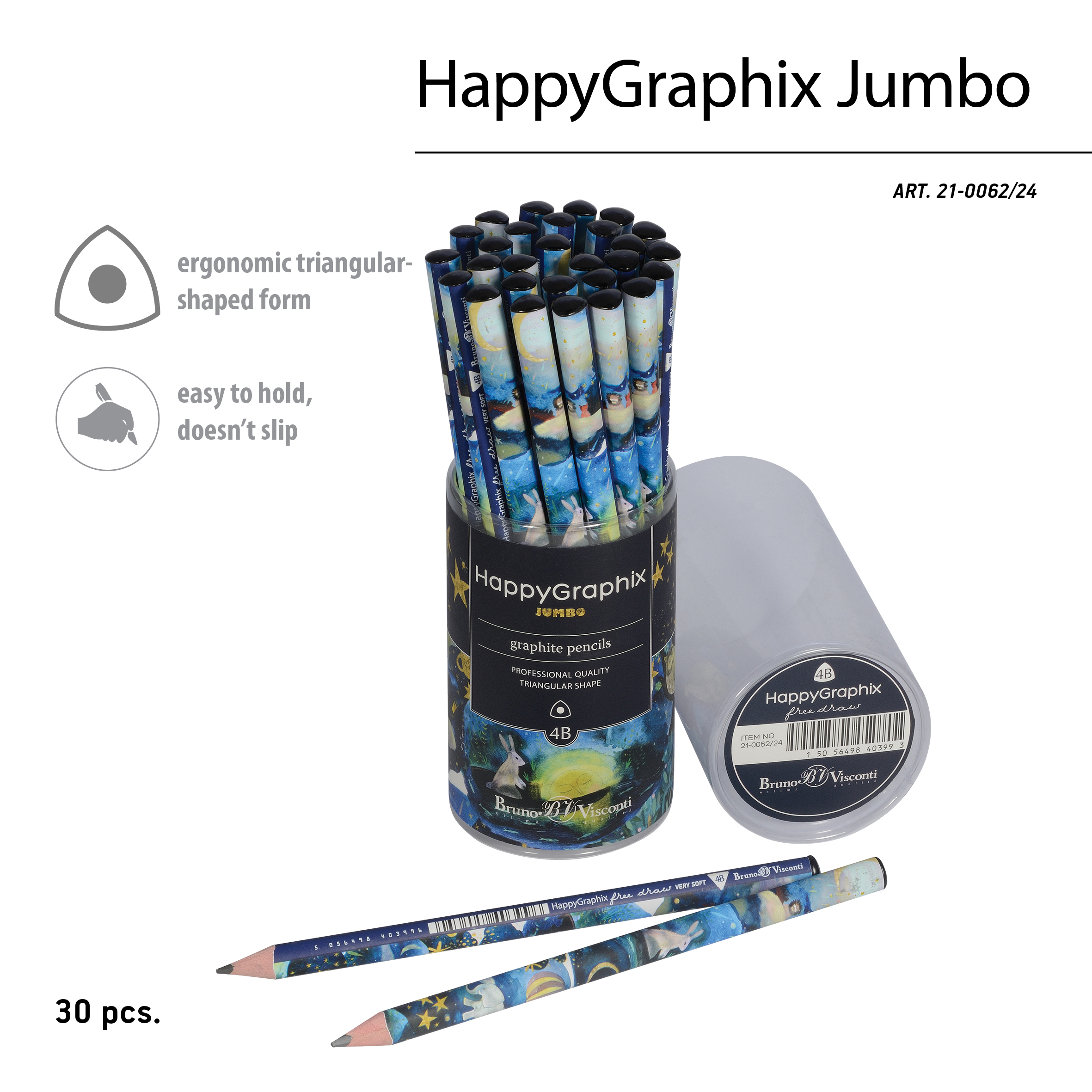 КАРАНДАШ ЧЕРНОГРАФИТОВЫЙ "HappyGraphix Jumbo. Сон" 4В, 3.5 MM КАРАНДАШ ЧЕРНОГРАФИТОВЫЙ "HappyGraphix Jumbo. Сон" 4В, 3.5 MM