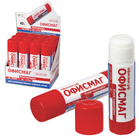 Клей-карандаш ОФИСМАГ, 40 г, 225966 Клей-карандаш ОФИСМАГ, 40 г, 225966