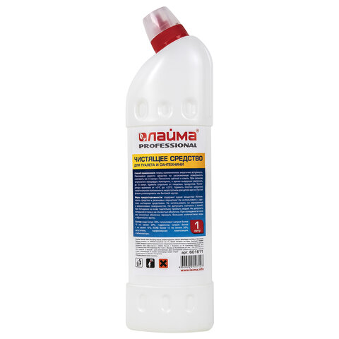 Средство для уборки туалета 1 л, ЛАЙМА PROFESSIONAL, гель с отбеливающим