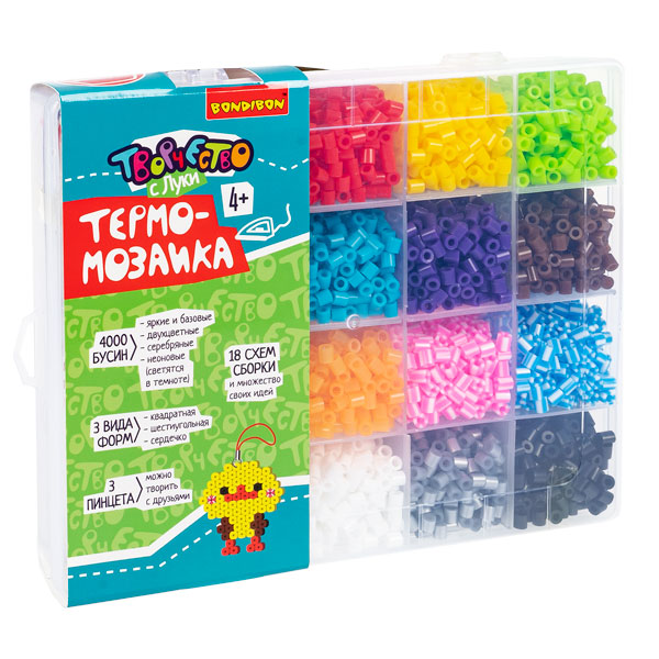 Набор для творчества BONDIBON. Термомозаика МЕГА набор, 4000 бусин, 18 схем, Набор для творчества BONDIBON. Термомозаика МЕГА набор, 4000 бусин, 18 схем,
