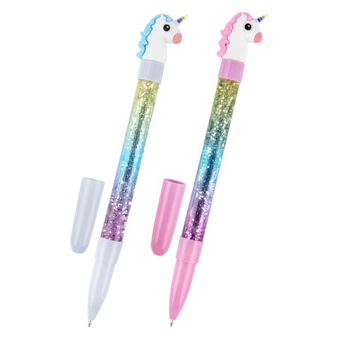 Ручка с топпером и блестками шариковая ЮНЛАНДИЯ "Единорог", детали