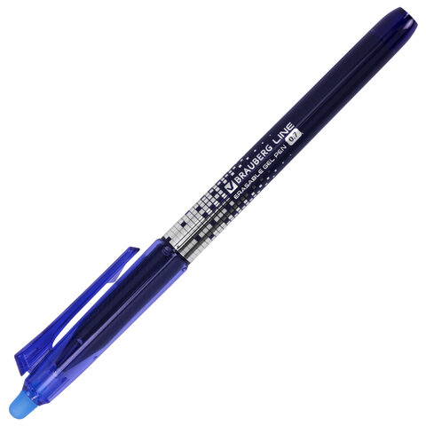 Ручка стираемая гелевая с грипом BRAUBERG "LINE DARK COLOR", СИНЯЯ,