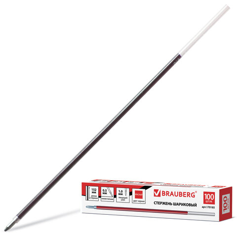 Стержень шариковый BRAUBERG 152 мм, КРАСНЫЙ, узел 1 мм, линия письма 0,5 мм, Стержень шариковый BRAUBERG 152 мм, КРАСНЫЙ, узел 1 мм, линия письма 0,5 мм,