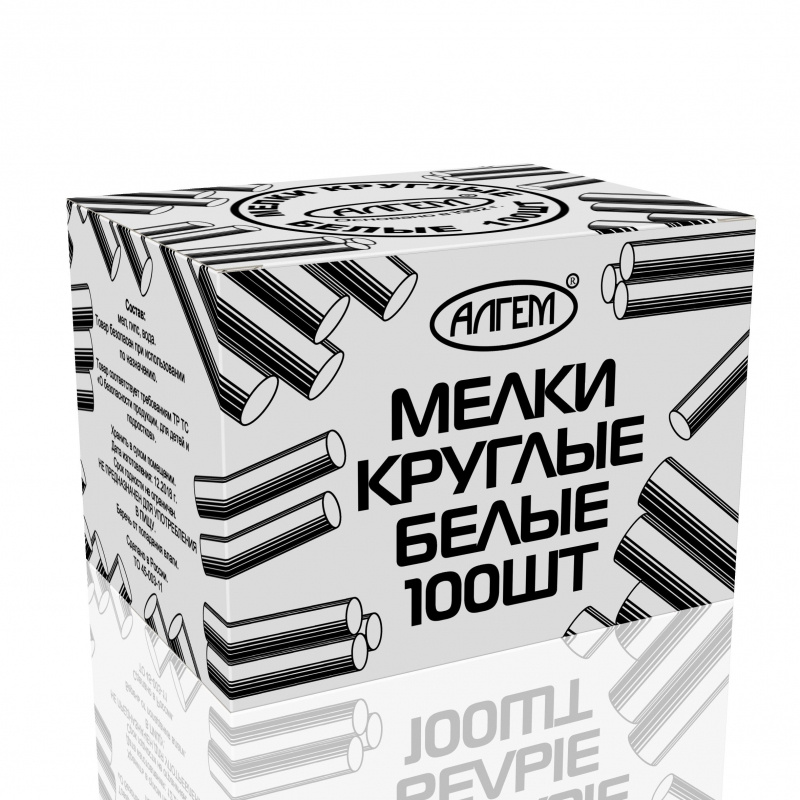 Мел школьный Алгем 100 шт белый круглый, МКБ 100 Мел школьный Алгем 100 шт белый круглый, МКБ 100