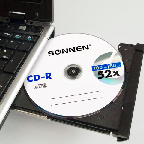 Диск CD-R SONNEN 700 Mb 52x Bulk (термоусадка без шпиля), КОМПЛЕКТ 50 шт.,