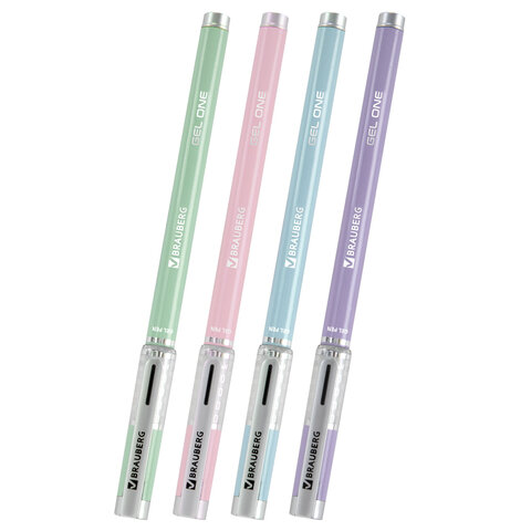 Ручка гелевая BRAUBERG "GEL ONE PASTEL", ЧЕРНАЯ, корпус ассорти, узел