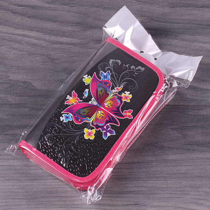 Пенал 2отдел. 190*105мм Цветная бабочка печать на фольге + конгрев Пенал 2отдел. 190*105мм Цветная бабочка печать на фольге + конгрев