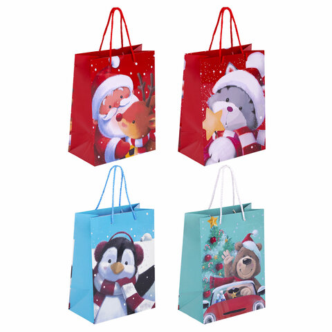 Пакет подарочный НАБОР 4 штуки, новогодний, 18х10х23 см, "Christmas Пакет подарочный НАБОР 4 штуки, новогодний, 18х10х23 см, "Christmas