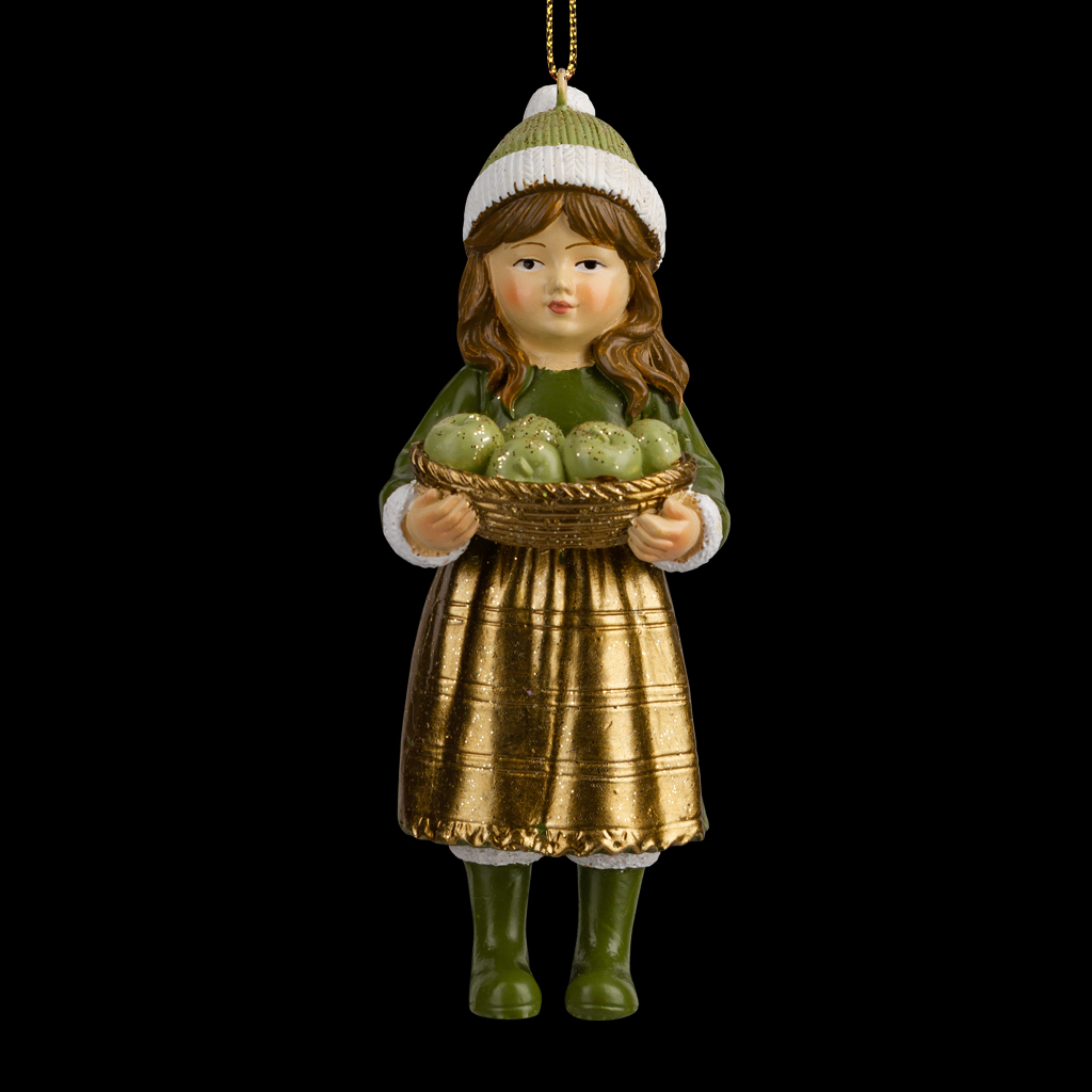 Украшение ErichKrause Decor® Девочка с яблоками 12см Украшение ErichKrause Decor® Девочка с яблоками 12см