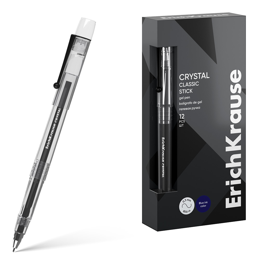 Ручка гелевая ErichKrause Crystal Stick Classic 0.5, цвет чернил черный Ручка гелевая ErichKrause Crystal Stick Classic 0.5, цвет чернил черный