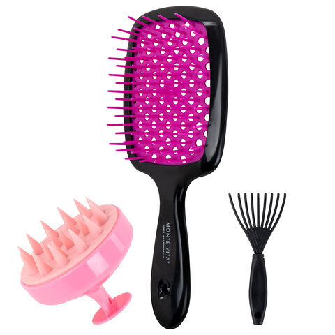 Расческа для волос массажная 20х8,5 см, массажер и щетка для чистки В ПОДАРОК,