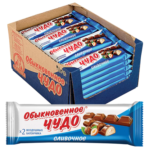 Шоколадный батончик вафельный СЛАВЯНКА "Обыкновенное чудо", сливочный, Шоколадный батончик вафельный СЛАВЯНКА "Обыкновенное чудо", сливочный,