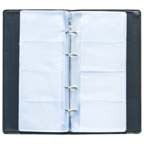 Визитница на кольцах BRAUBERG "Cayman", на 240 визиток, под кожу