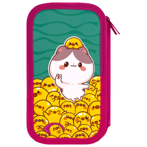 Пенал ЮНЛАНДИЯ, 3 отделения, картон с эффектом soft-touch, 19х11 см, "Duck