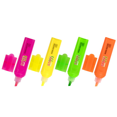 Набор текстовыделителей 4 НЕОНОВЫХ ЦВЕТА, STAFF "EVERYDAY HL-720",