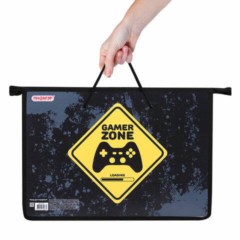 Папка на молнии с ручками ПИФАГОР А4, 1 отделение, пластик, ручки-шнурок, Папка на молнии с ручками ПИФАГОР А4, 1 отделение, пластик, ручки-шнурок,