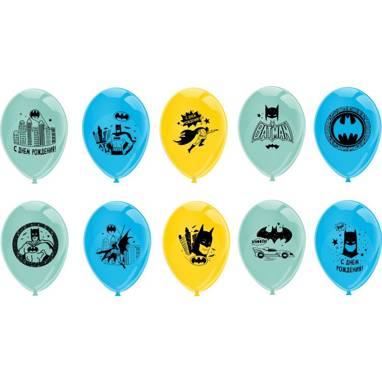 Воздушные шарики «Бэтмен» 30 см, 5 штук Воздушные шарики «Бэтмен» 30 см, 5 штук