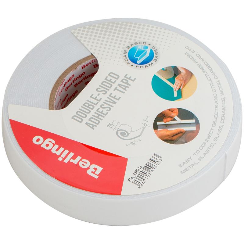 Клейкая лента двусторонняя Berlingo, 25мм*8м, на вспененной основе, 1мм. Клейкая лента двусторонняя Berlingo, 25мм*8м, на вспененной основе, 1мм.